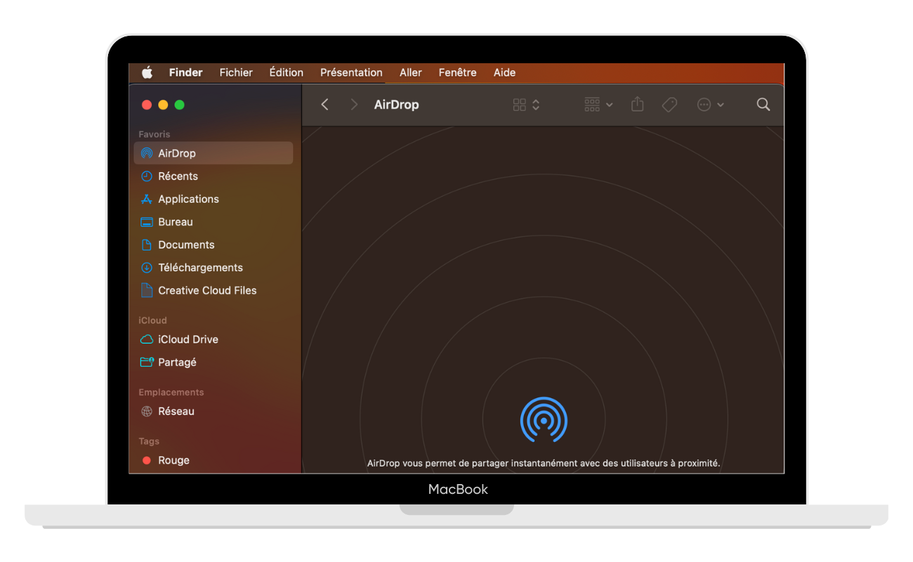 vue écran, fonctionnalité Airdrop iPhone